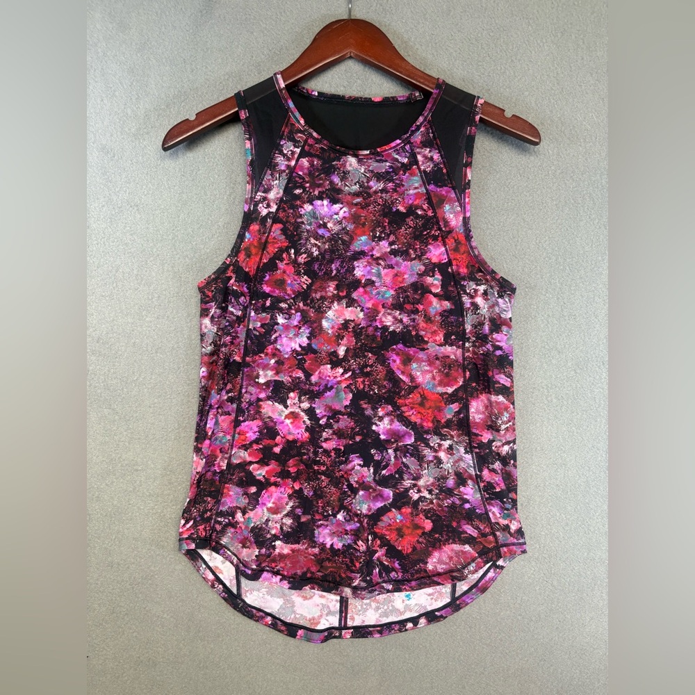Lululemon Sculpt Tank Fluoro Floral Multi  Relaxed fit Hip Length Sz. S